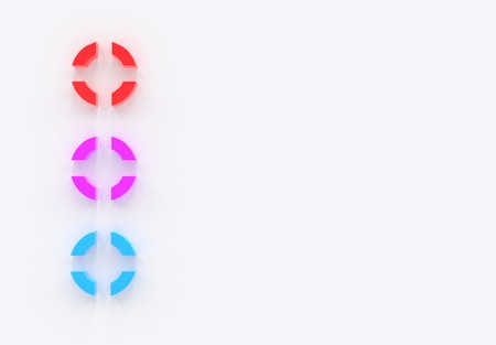 Color bullet items infographics template three options, items or positions, list, placed on the white background 3d illustrationの写真素材