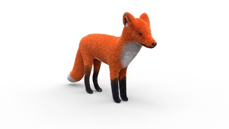 Toy red fox on white isolated 3d illustrationの写真素材