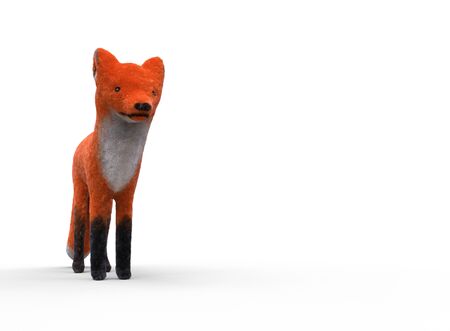 Toy red fox on white isolated 3d illustrationの写真素材