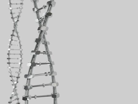 DNA Helix with gear instead molecules transmitted. Genetic modify science and medicine concept 3d illustrationの写真素材