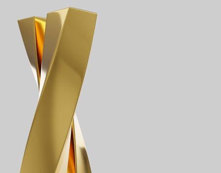abstract background with reflection smooth wavy gold lines 3d illustrationの写真素材