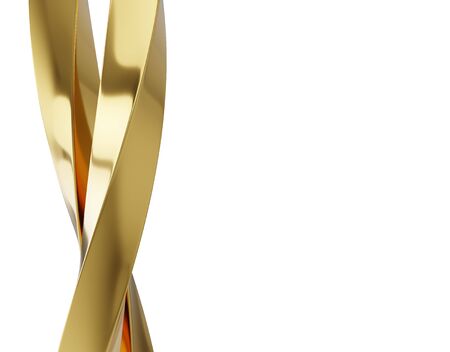 abstract background with reflection smooth wavy gold lines 3d illustrationの写真素材
