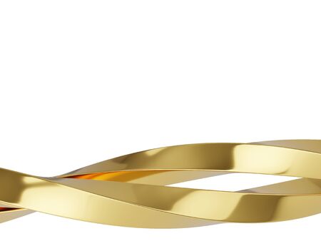 abstract background with reflection smooth wavy gold lines 3d illustrationの写真素材