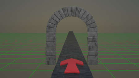 Road with arc arrow into the virtual way 3d illustrationの写真素材