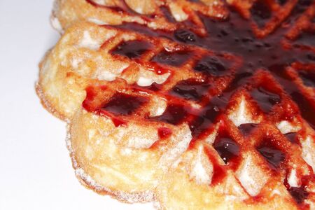 Blackberry jam on a waffle