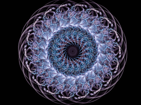 Black, Blue, White Fractal Holiday Wreathの写真素材