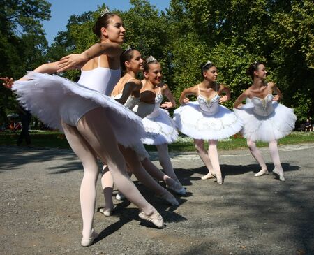 In the event named "Under the crowns of Topcider's plane trees",in September 2011.,in Belgrade park Topcider,students of ballet school Lujo Davico perform a part of Camille Saint-Saëns's The Carnival of the Animalsのeditorial素材