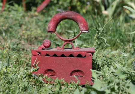 Old-fashioned iron in the grassの写真素材