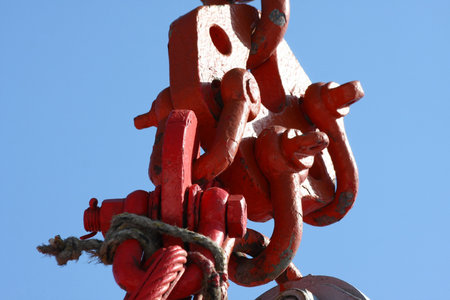 Detail of vessel crane on the ferryの写真素材