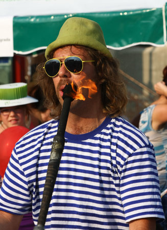 Showman  at Belgrade Boat Carnival,July 2012 Belgrade,Serbiaのeditorial素材