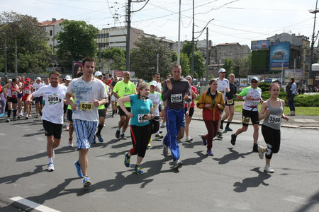 Details of the 27th international Belgrade Marathon,half marathon and 5 km fun run held in Belgrade,Serbia on 27th April 2014.のeditorial素材