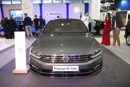 BELGRADE,SERBIA-MARCH 29,2017: Volkswagen Passat Highline R-Line 2.0 BiTDI 4Motion DSG 240KS at 53th International Belgrade Car Showのeditorial素材