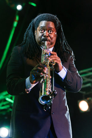 Ukraine, Koktebel - September 12: Courtney Pine play on scene on September 12, 2009 in Jazz Koktebel Festival, Ukraine.のeditorial素材