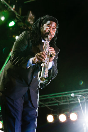 Ukraine, Koktebel - September 12: Courtney Pine play on scene on September 12, 2009 in Jazz Koktebel Festival, Ukraine.のeditorial素材