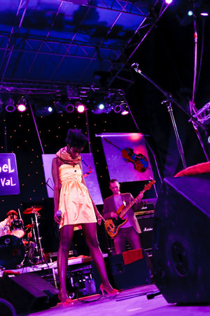 KOKTEBEL, UKRAINE - SEPT 12: Oi Va Voi play on scene on September 12, 2009 in Jazz Koktebel Festival, Ukraine.のeditorial素材