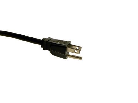 end of a computer power cord isolated on white background