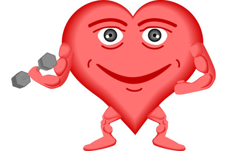 vector illustration of a healthy heart lifting weightsのイラスト素材
