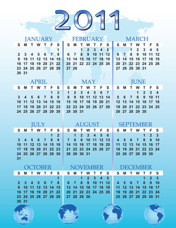 a global themed calendar for the year 2011のイラスト素材