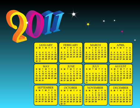 a colorful calendar for the year 2011のイラスト素材