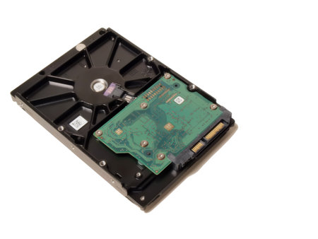 a computer hard drive isolated on a white backgroundの写真素材