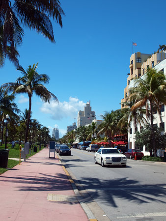 View of Ocean Drive in South Beach Miami, Florida on 8-22-11.の写真素材
