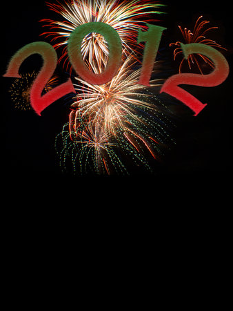 background image for the 2012  new year with fireworks in the background. Copy space is included on...