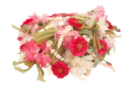 vintage flower hat isolated on white backgroundの写真素材