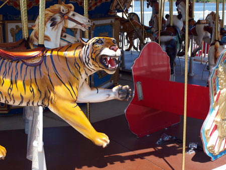 Merry Go Round photo of the various animal seatsの写真素材