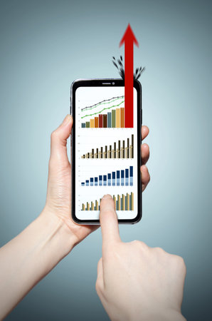 mobile phone and businessの写真素材