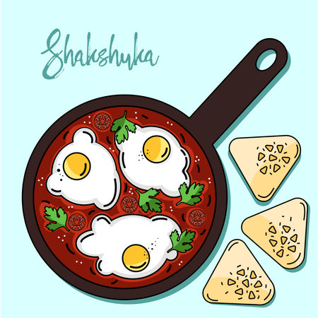 Shakshuka is traditional israeli cuisine colorの写真素材