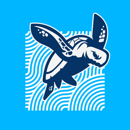 a turtle swiming in deep of oceanのイラスト素材