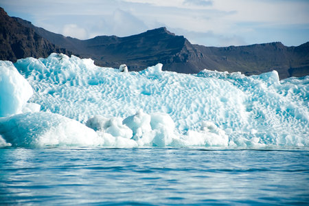 glacier in the mountains on the lake jokulsarlon lagoonb Iceland