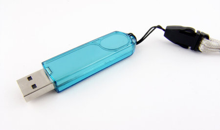 cyan 1Gb USB storage with laceの写真素材