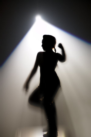 black-and-white shape of disco dancerの写真素材
