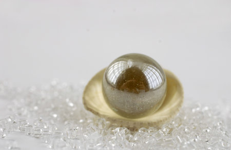 glassy "pearl" in the shell. may be use in tourist's cards and bookletsの写真素材