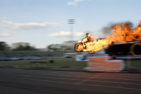 accident during motocross showの写真素材