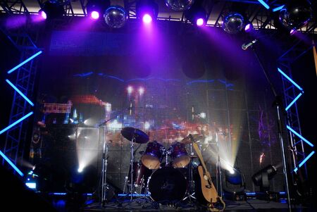 percussion instruments against a background of LCD screen