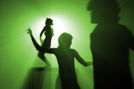 silhouettes of people on discothque