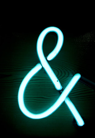 close up of neon ampersand signの写真素材