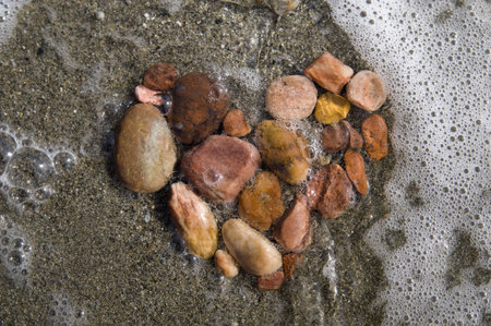 close up of heart form from few stonesの写真素材