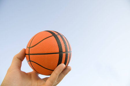 ball for basketball against a sky backgroundの写真素材