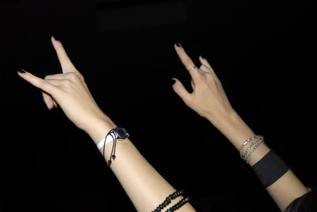 arms of musical concert fanaticの写真素材