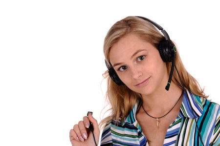 Pretty blonde girl with earphones