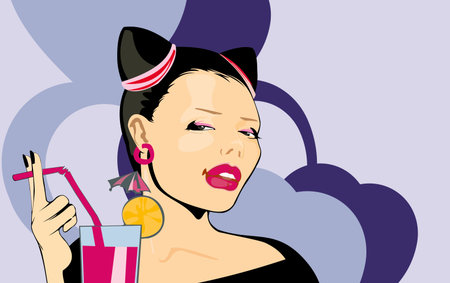 vector image of beauty young woman with pretty hairstyleのイラスト素材