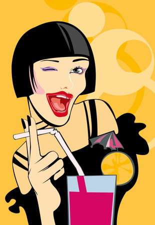 vector image of beauty young woman with pretty hairstyleのイラスト素材