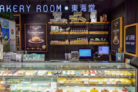 HONG KONG - JUNE 01, 2015: cafe interior. In Hong Kong a wide selection of clothing boutiques, designer flagship stores, restaurants, daily shows and exhibitionsのeditorial素材