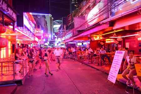 BANGKOK, THAILAND - JUNE 21, 2015: night clubs in Bangkok. Bangkok is the capital and the most populous city of Thailand.のeditorial素材