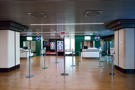 ROME, ITALY - AUGUST 04, 2015: Fiumicino Airport interior. Fiumicino - Leonardo da Vinci...