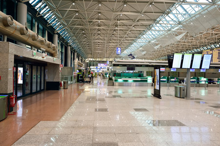 ROME, ITALY - AUGUST 04, 2015: Fiumicino Airport interior. Fiumicino - Leonardo da Vinci International Airport is a major international airport in Rome, Italyのeditorial素材