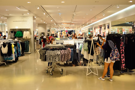 BANGKOK, THAILAND - JUNE 20, 2015: shopping center interior. Shopping malls and department stores...